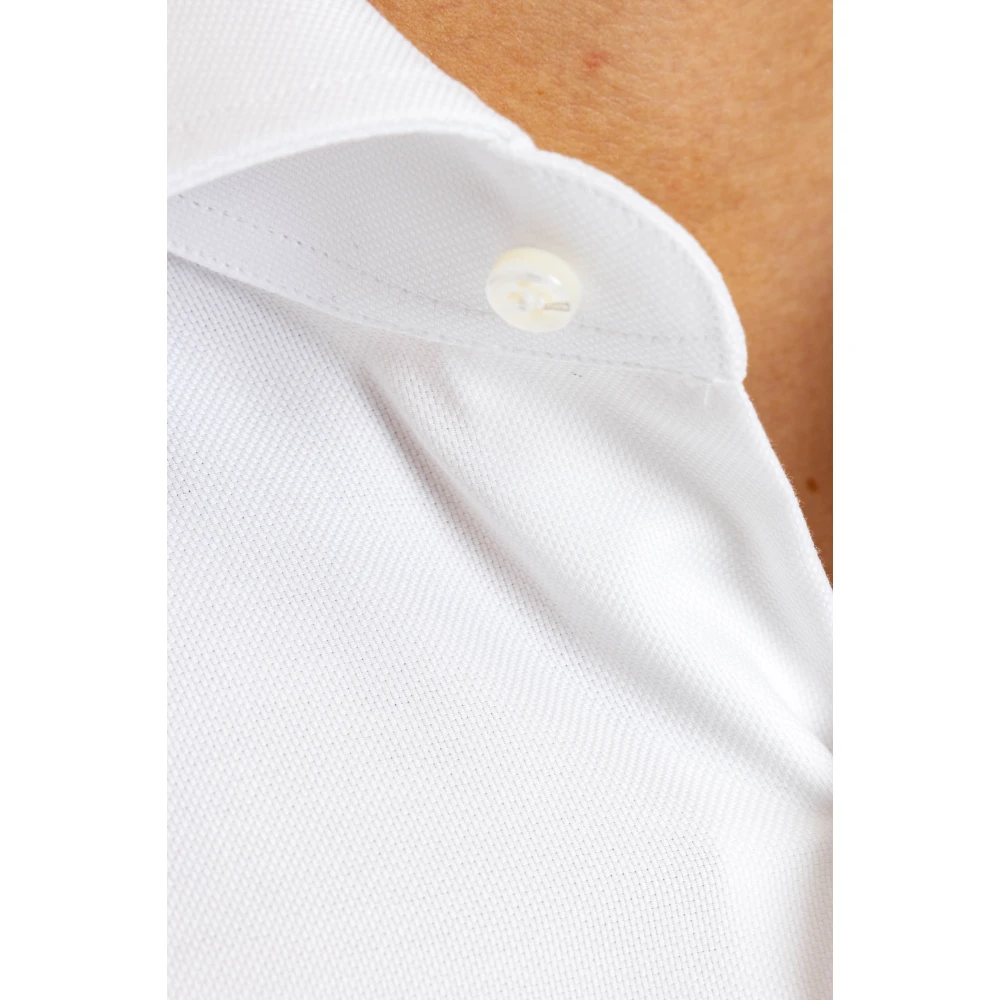 Barba Witte Oxford Katoenen Maatwerk Overhemd White Heren