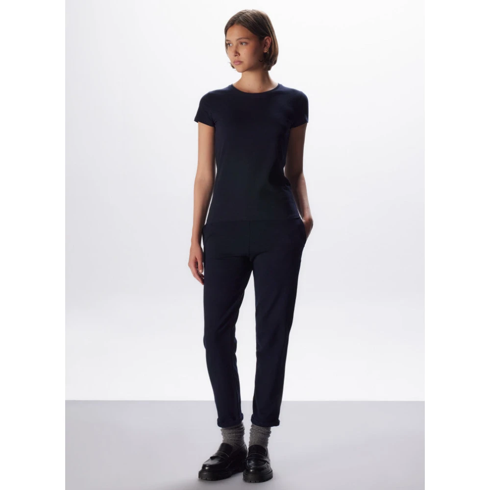 majestic filatures Navyblauw T-shirt van 100% katoen met korte mouwen Blue Dames