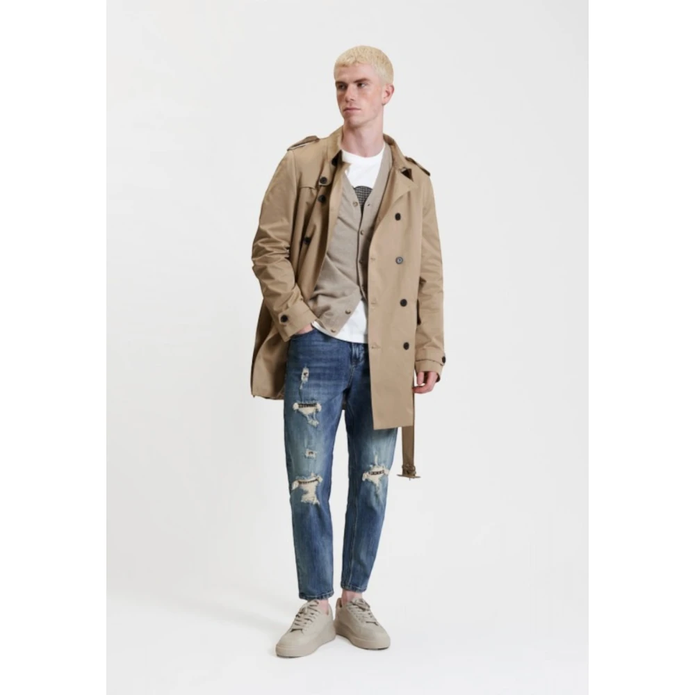 Gianni Lupo Kameel Waterdichte Trenchcoat Brown Heren
