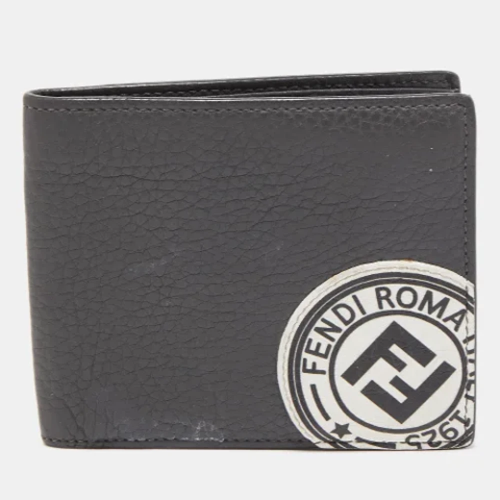 Fendi Vintage Luxe Leren Heren Portemonnee Gray Dames
