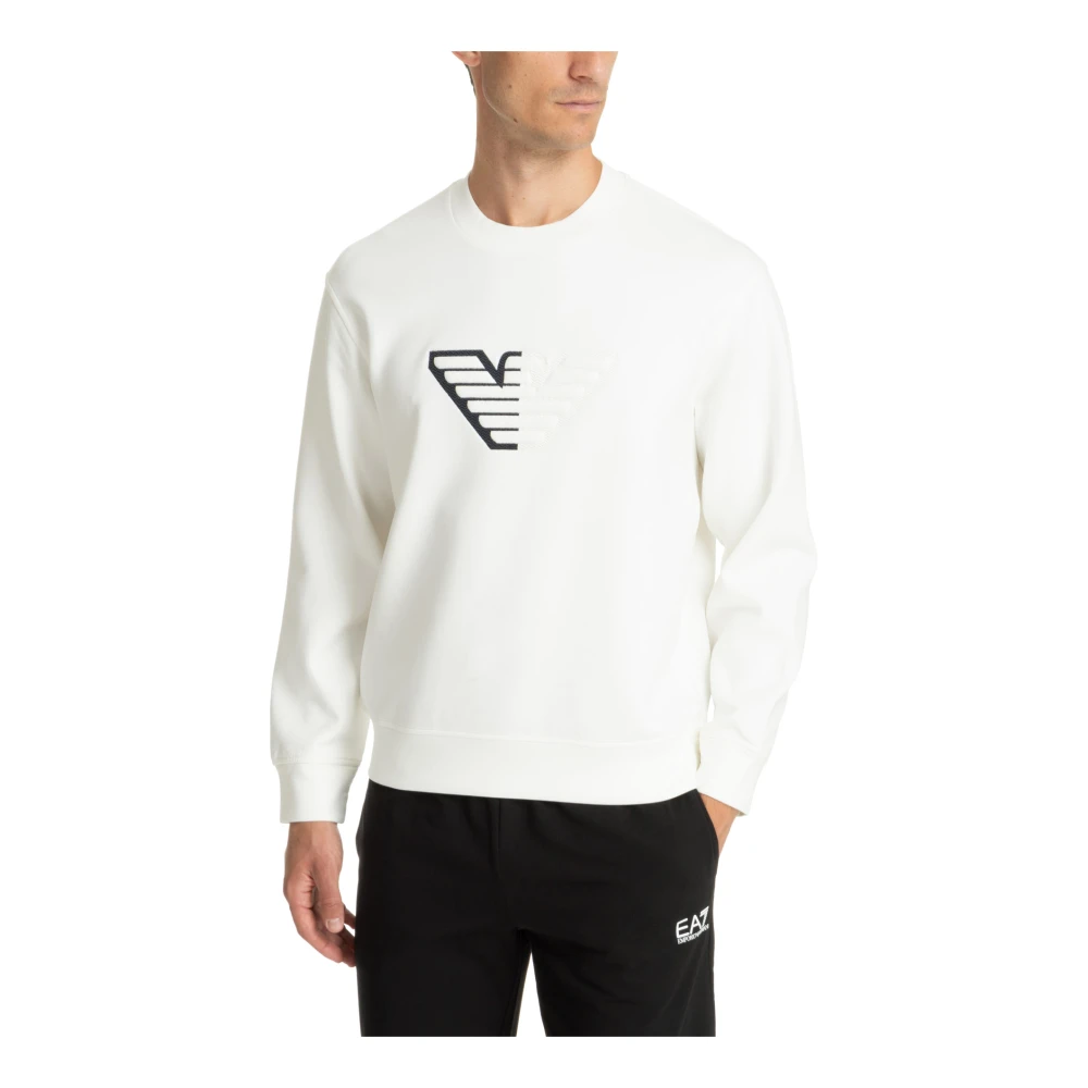 Emporio Armani Effen Logo Geborduurde Sweatshirt White Heren