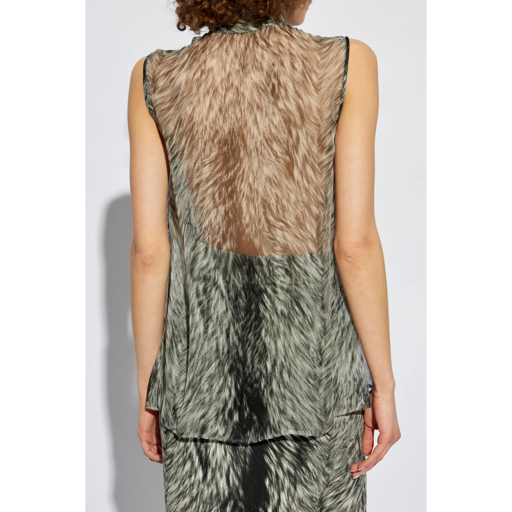 Dolce & Gabbana Mouwloze zijden top Gray Dames