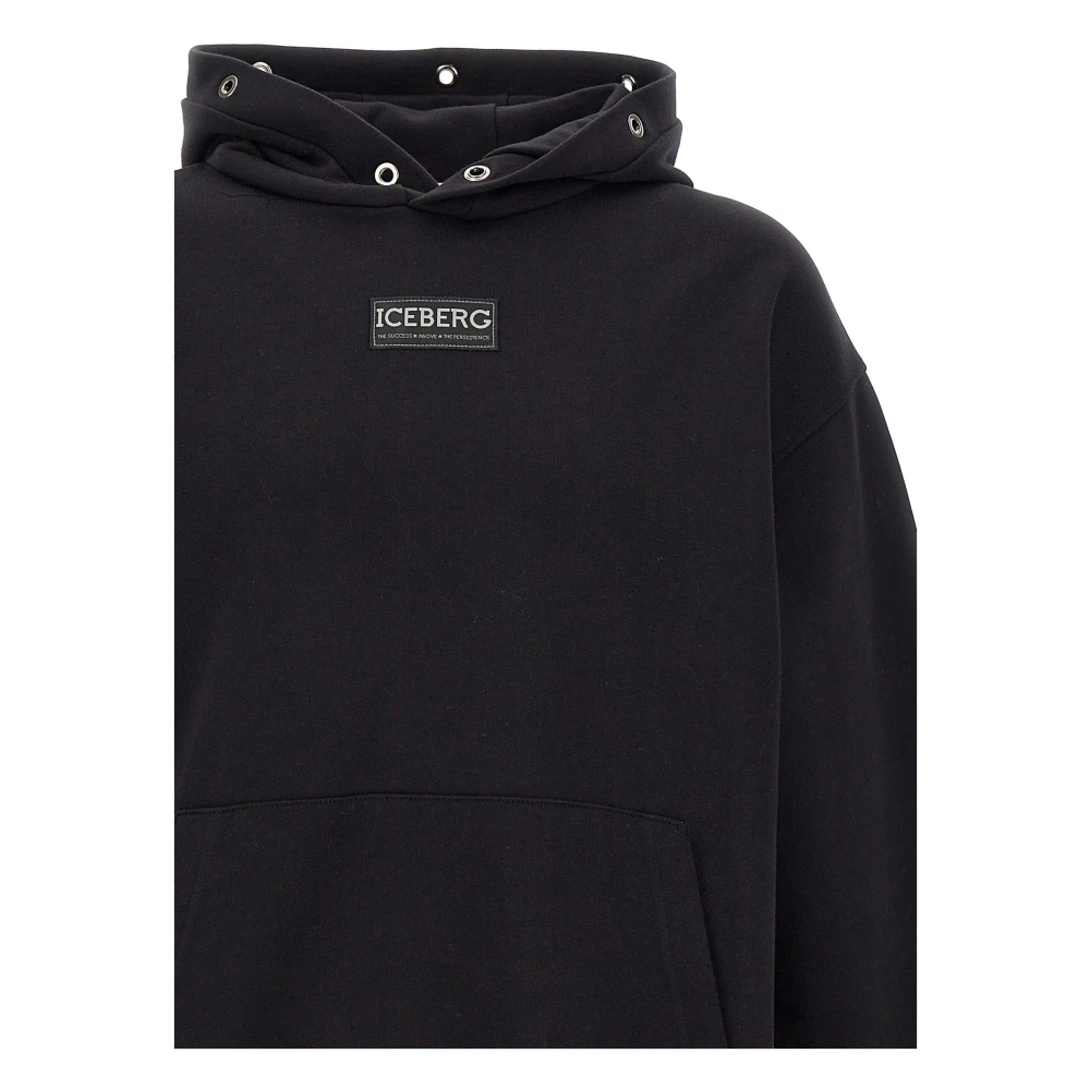 Iceberg Zwarte Katoenen Hoodie Black Heren