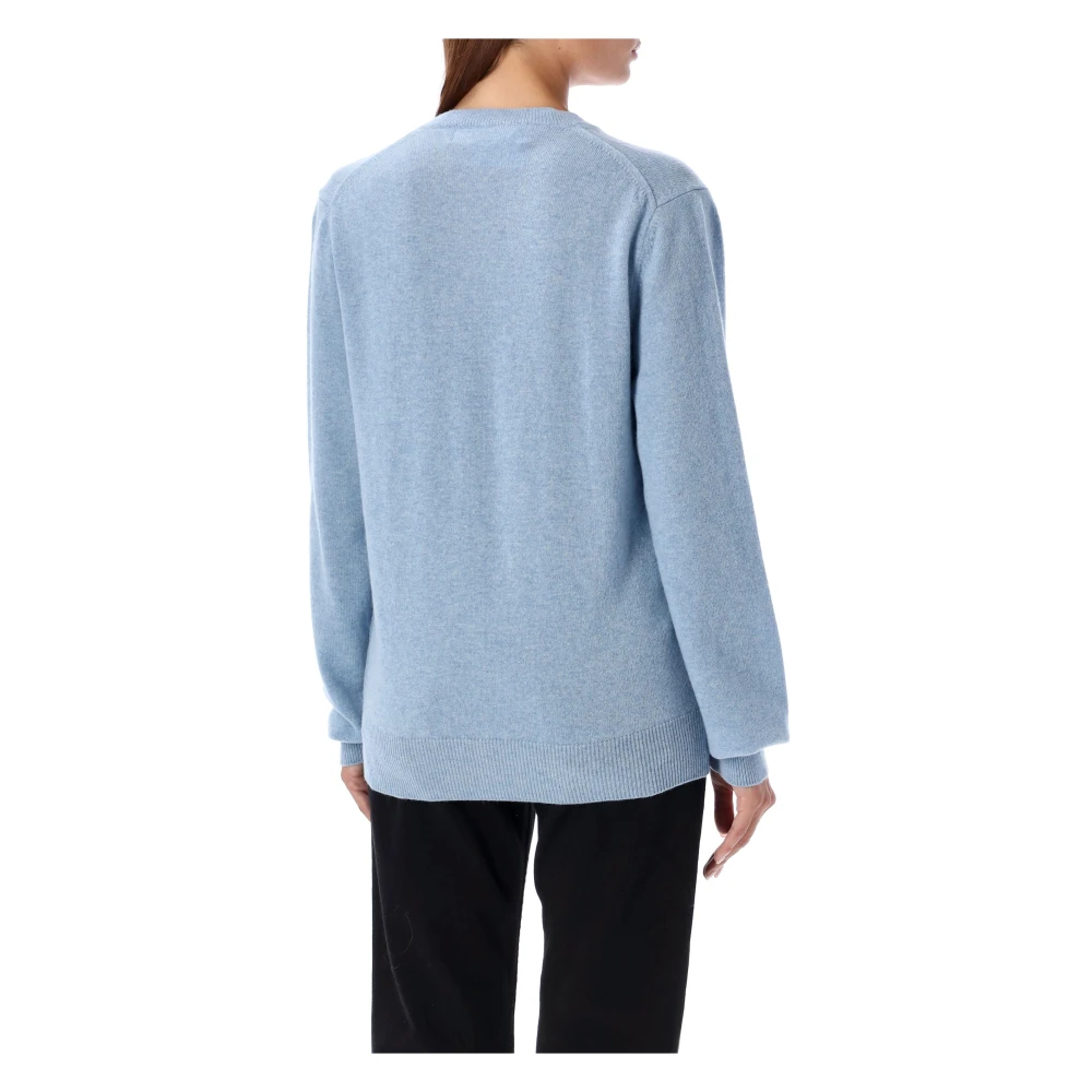 Comme des Garçons Lichtblauwe Gebreide Trui met Rood Hart Blue Dames