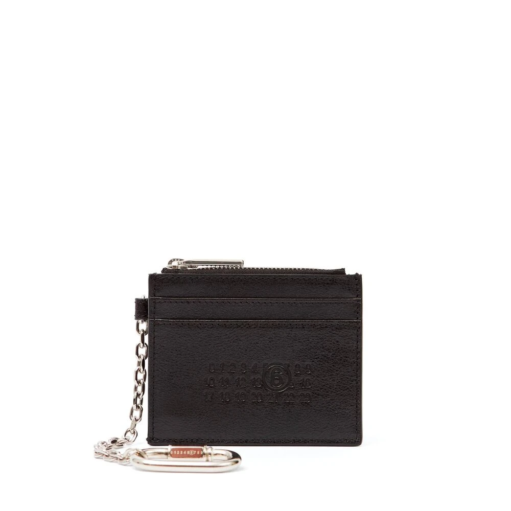 MM6 Maison Margiela Zwarte leren portemonnee met sleutelhanger Black Heren