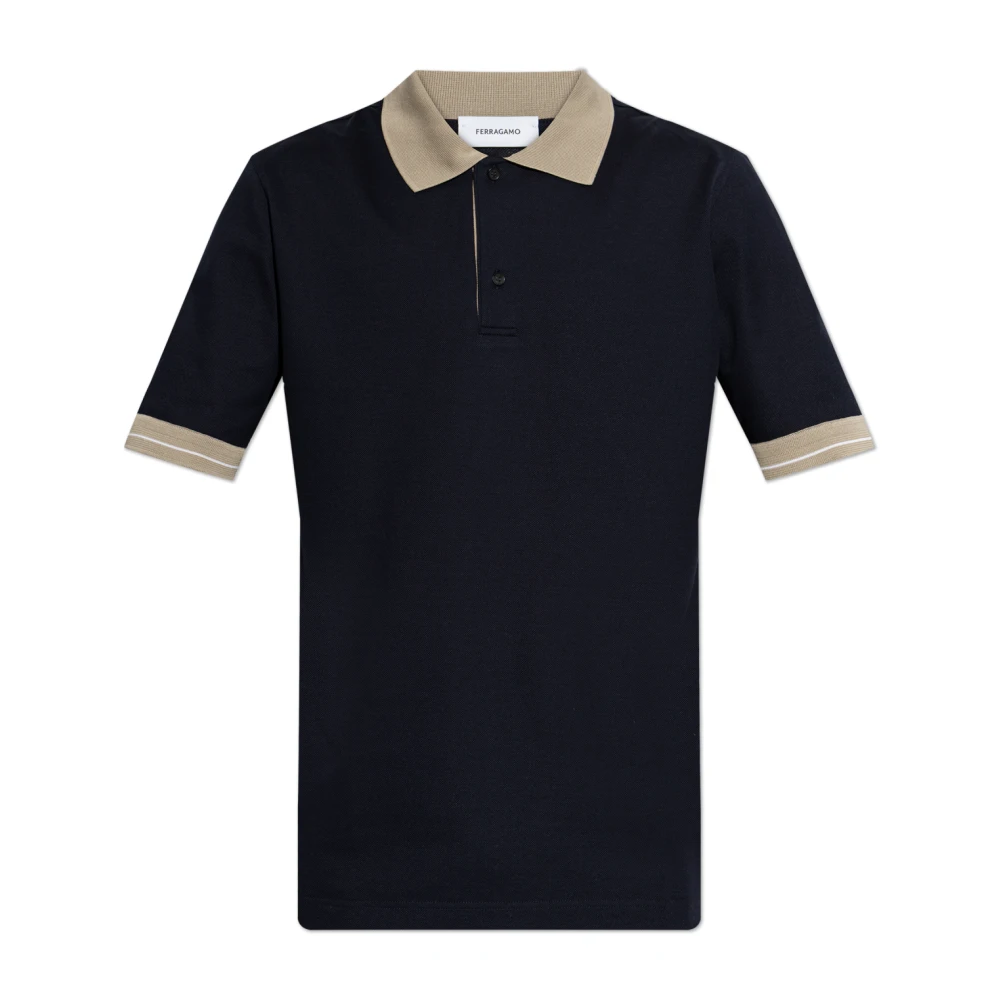 Ferragamo Mannelijk Blauw Tops Heren, S, Katoen, Cotton Polo