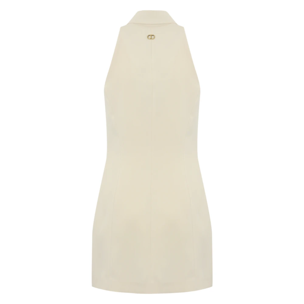 Twinset Crepe Mouwloze Jurk met Metalen Knopen Beige Dames