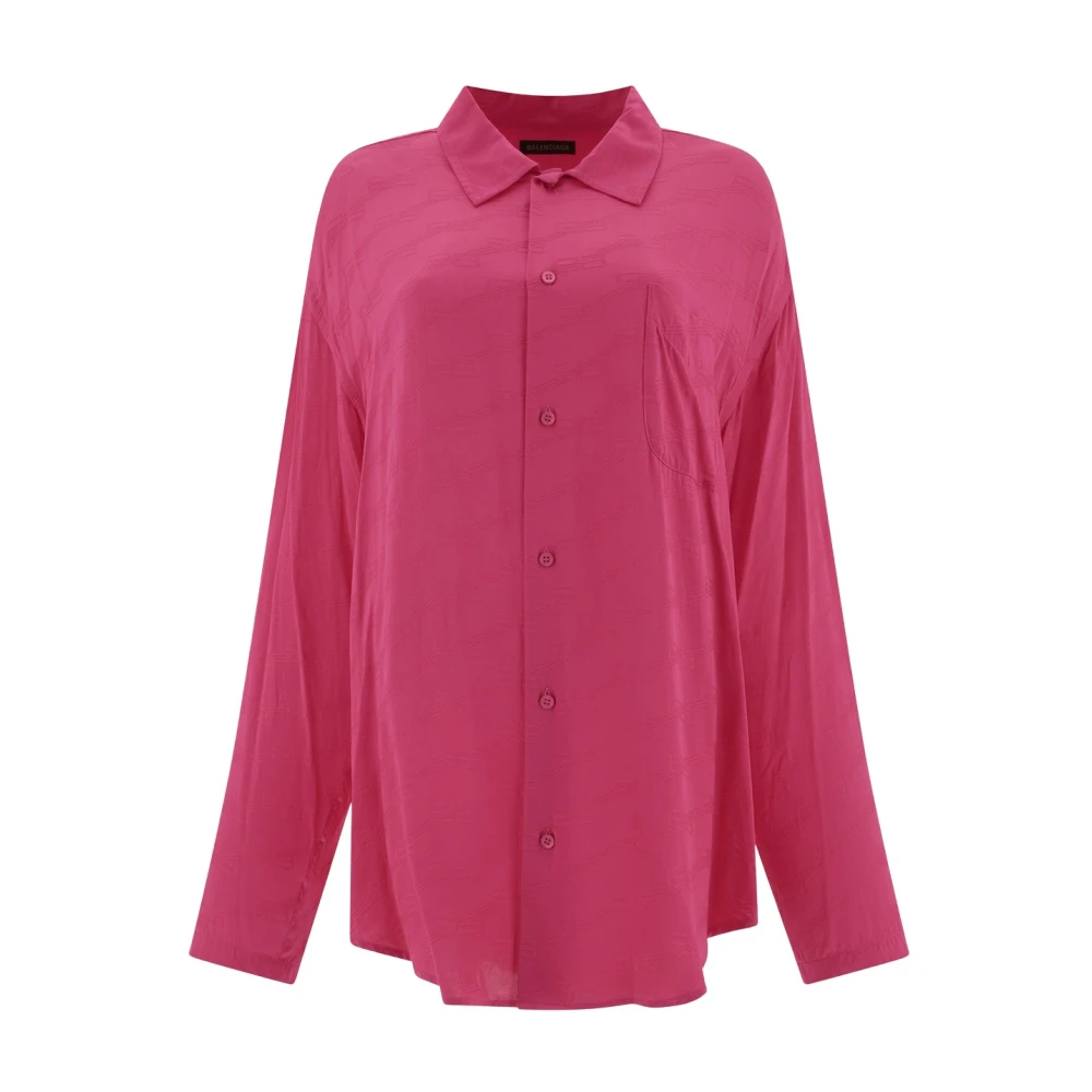 Balenciaga Logo Viscose Shirt Pink Dames