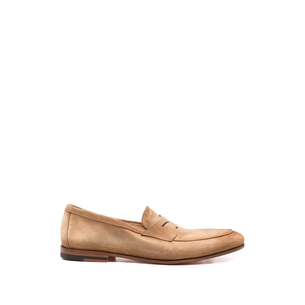 Santoni Men's Brown Carlo Penny Loafer - Loafers - 9 Uk - Shoes