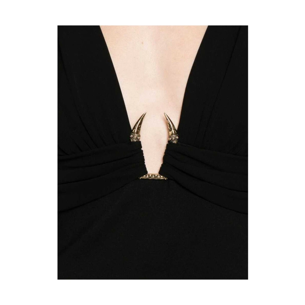 Roberto Cavalli Zwarte jurk in plunjstijl met klauwdetail Black Dames