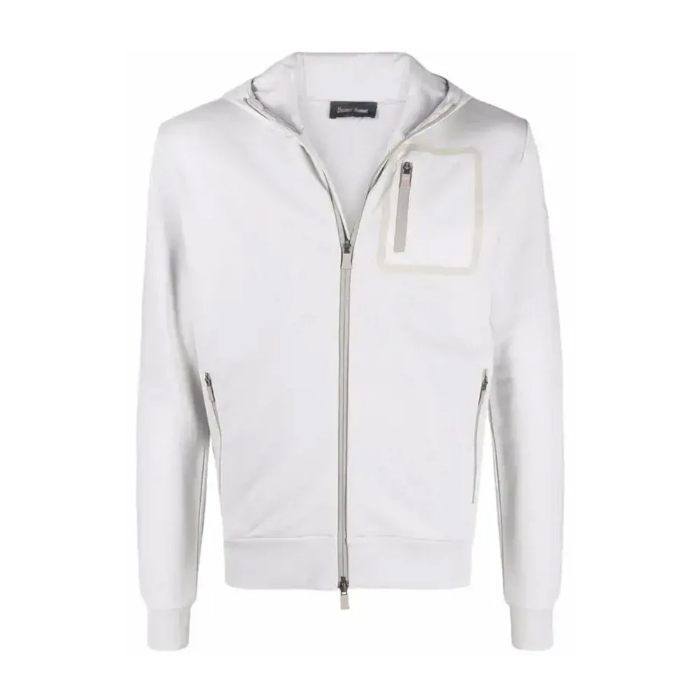 Herno Men's White Zip-Throughs, Xl, Hooded Sweatshirt