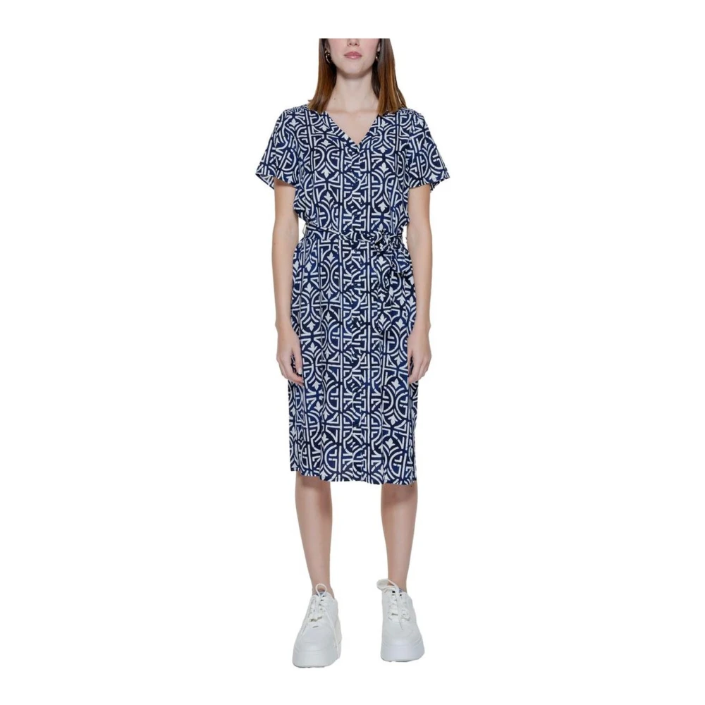Street One Elegante Viscose Lange Jurk Collectie Blue Dames