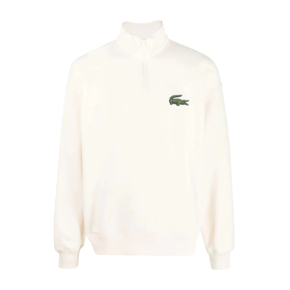 Lacoste Rits Hoge Hals Biologisch Katoenen Sweatshirt Beige Heren