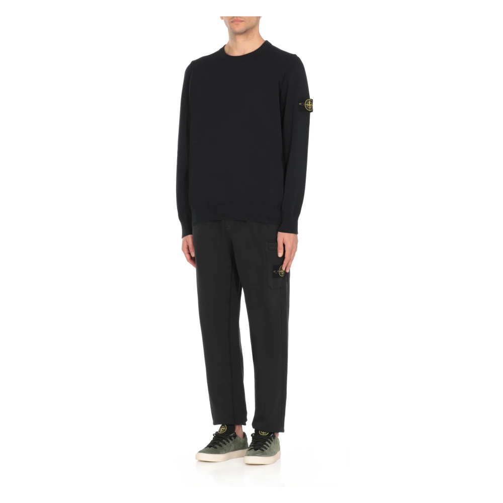 Stone Island Blauwe Katoenen Trui met Logopatch Blue Heren
