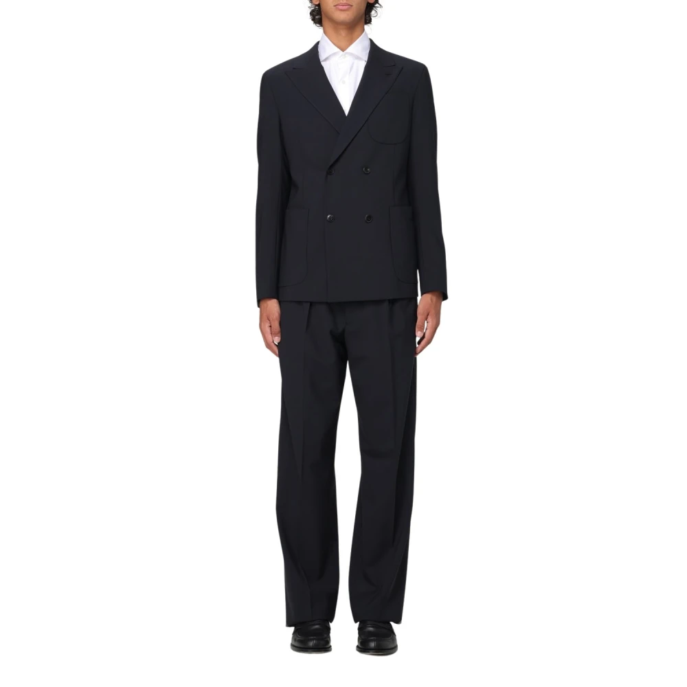 Emporio Armani Blauwe double-breasted wollen stretch jurk Blue Heren