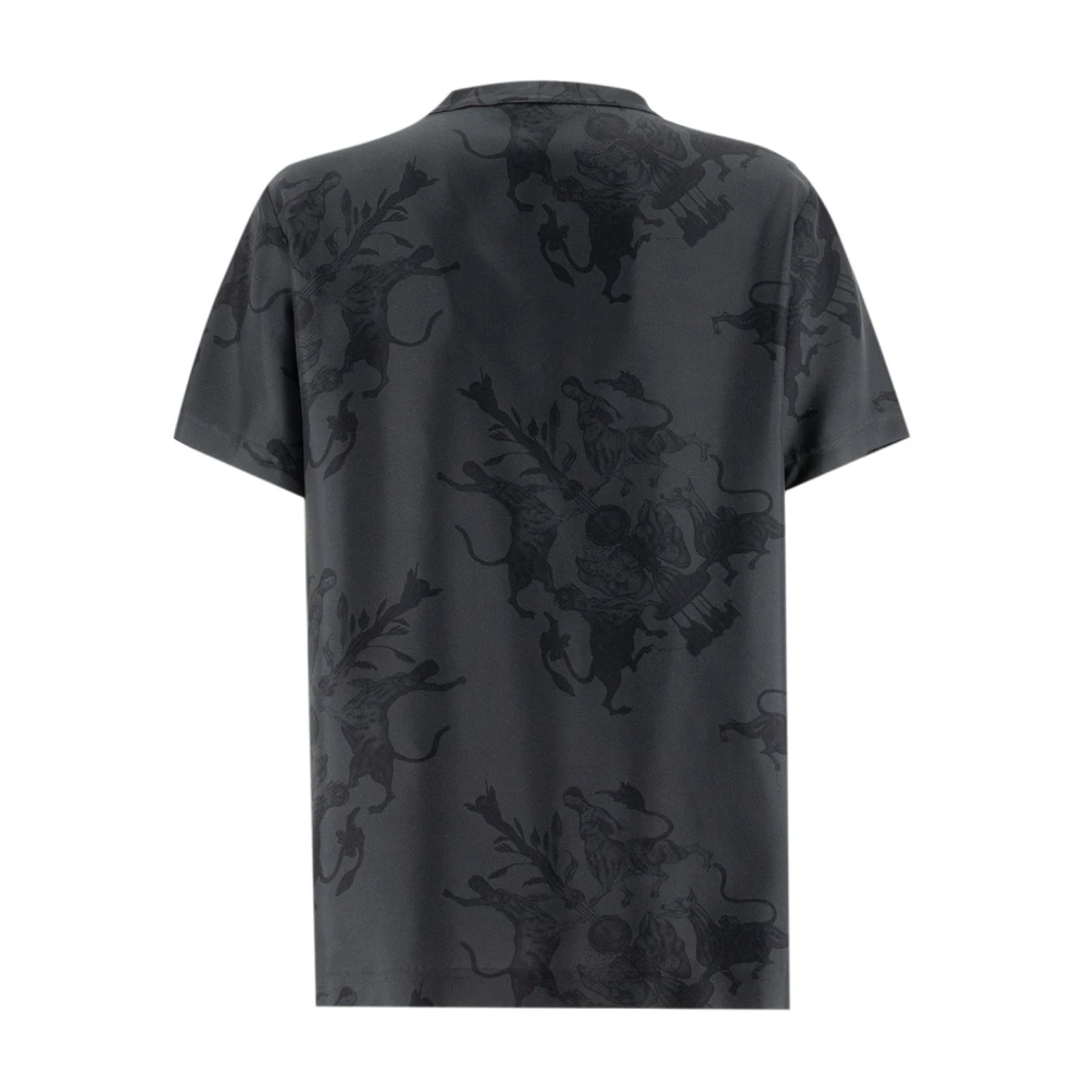 Fabiana Filippi Zijden Twill Crew-Neck T-shirt met Fabula Vitae Print Black Dames