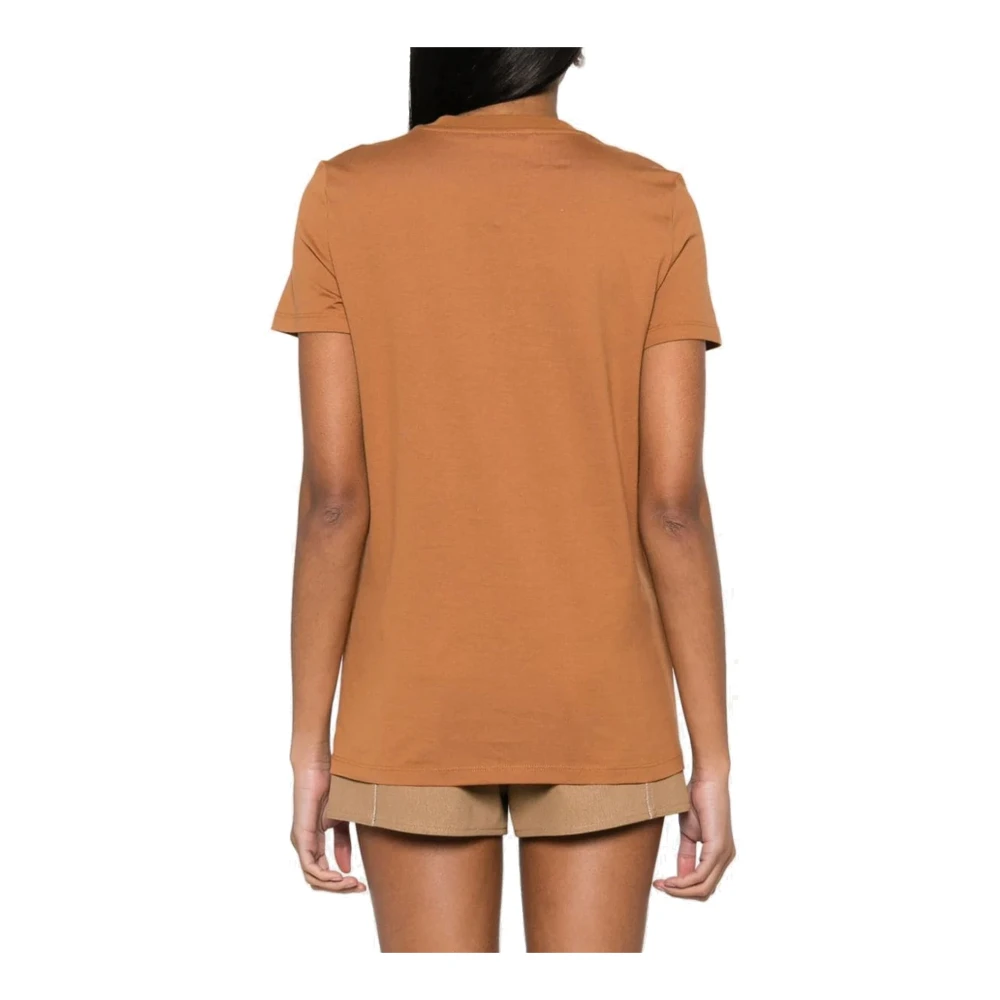 Max Mara Bruine Katoenen T-shirt met Borduurwerk Brown Dames