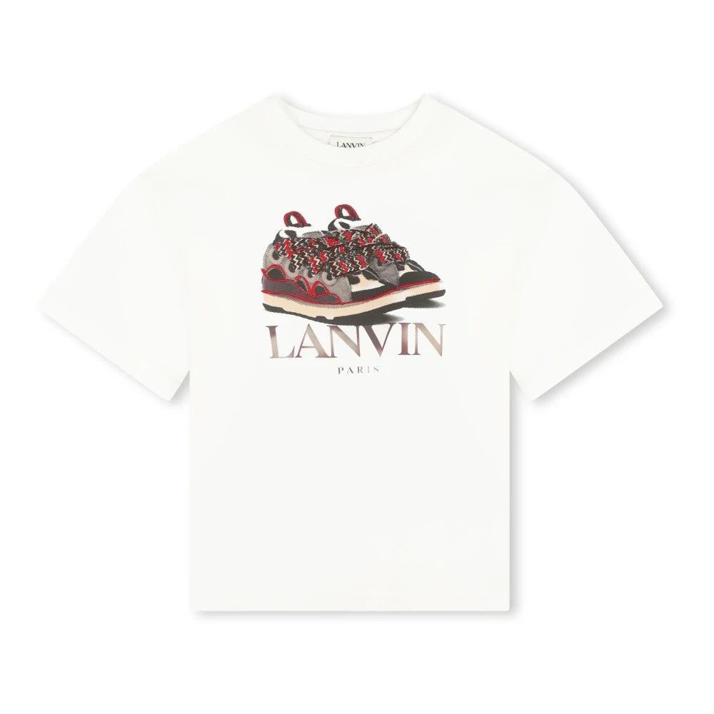 Lanvin Vit Crew Neck T-shirt Print White, Pojke