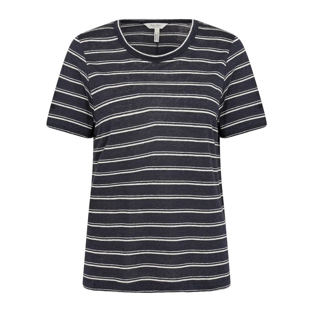 Part Two Gestreept T-shirt met korte mouwen Black Dames