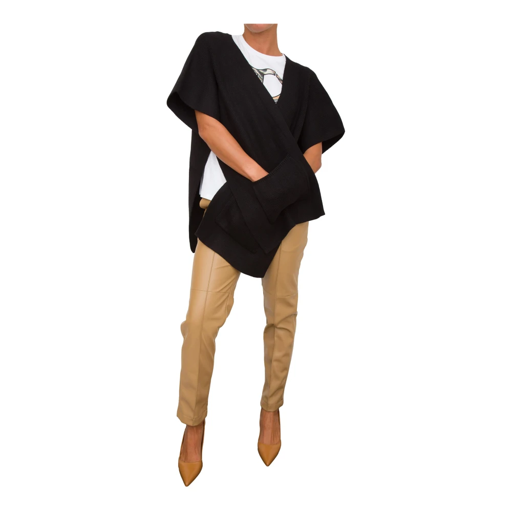 Twinset Zwarte Poncho Trui Black Dames