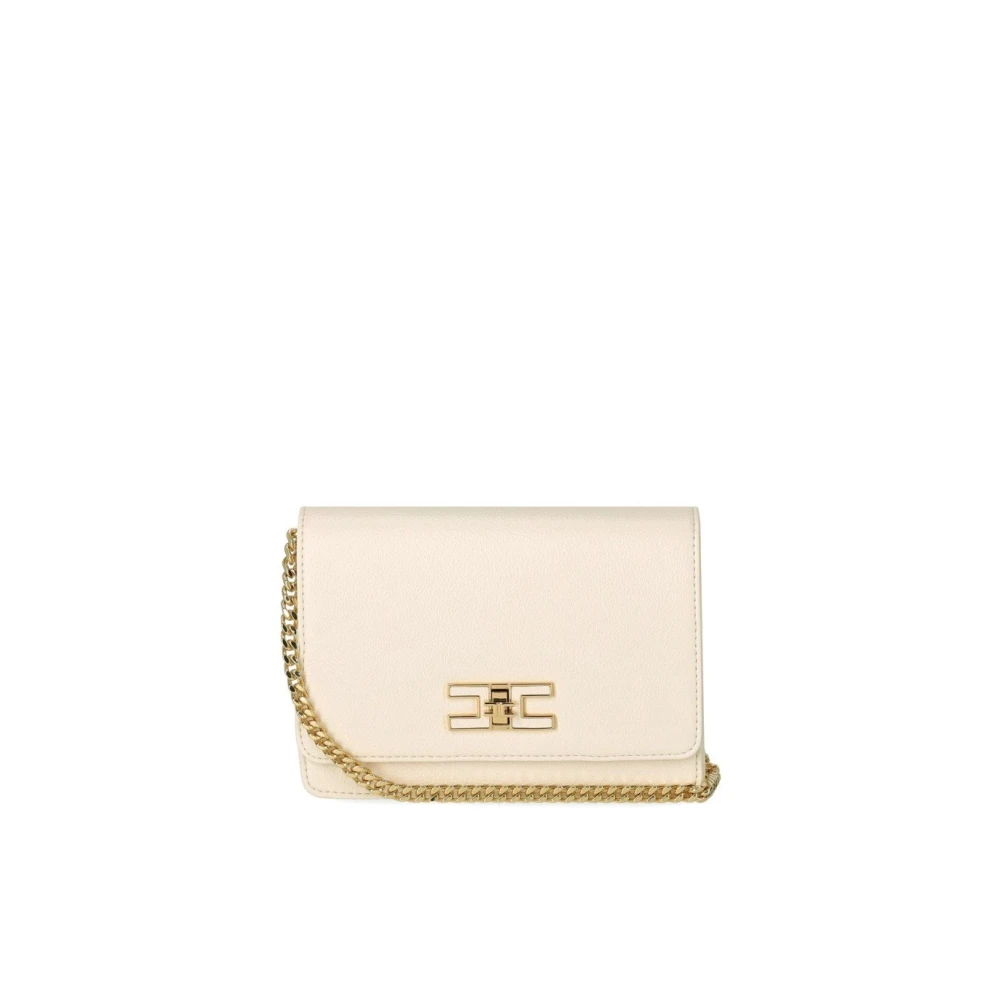 Elisabetta Franchi Boter Crossbody Tas in Ivoor Wit Beige Dames