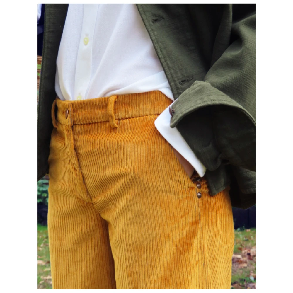 Mason's Wijde Corduroy Broek Yellow Heren