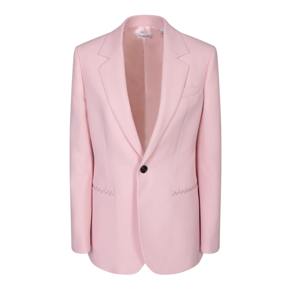 Burberry Roze Wol Single-Breasted Jas Pink Dames