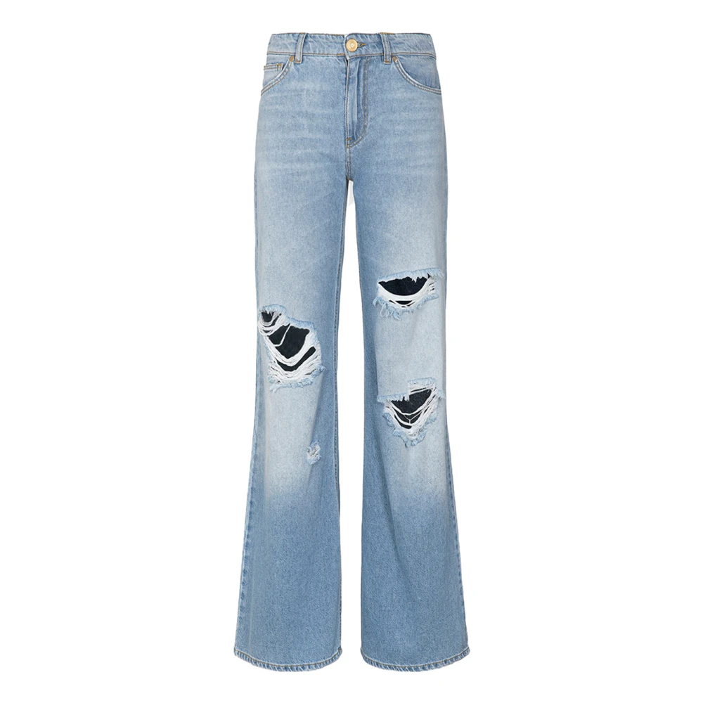 Gaëlle Paris Women's Blue Denim Wide Leg Regular Trousers - Wide Jeans - W29 - Jeans