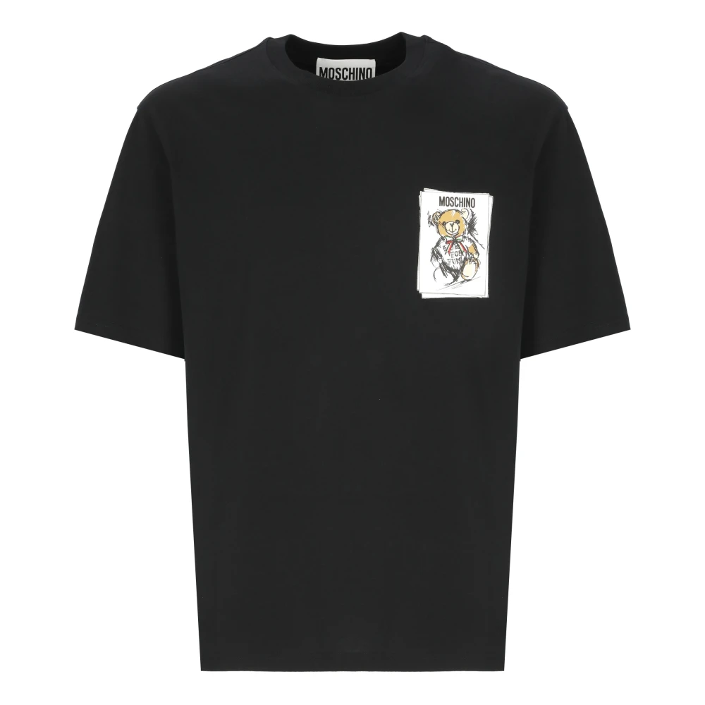 Moschino Zwarte Teddybeerprint T-shirt Black Heren