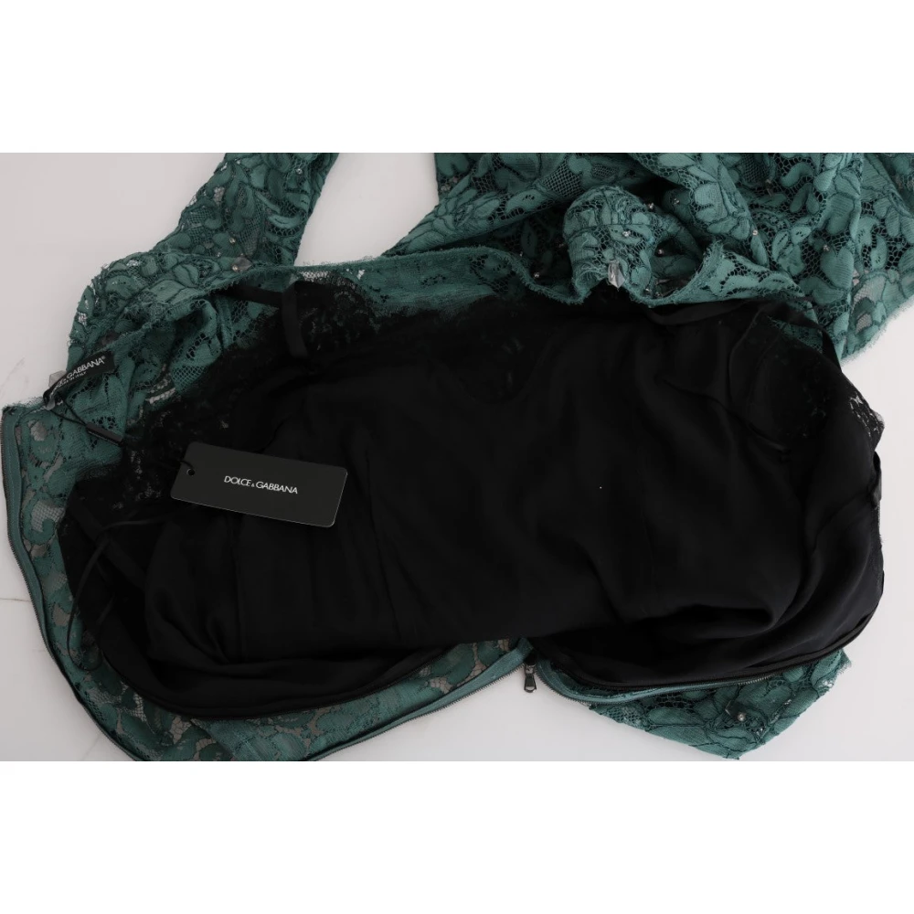 Dolce & Gabbana Groene Kristalversierde Etuijurk Green Dames