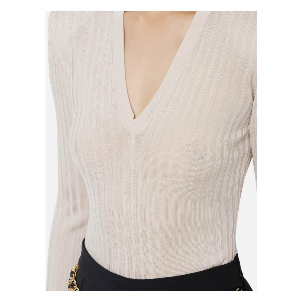Elisabetta Franchi Boter Jersey Top Mk16S47E2 C14 Beige Dames