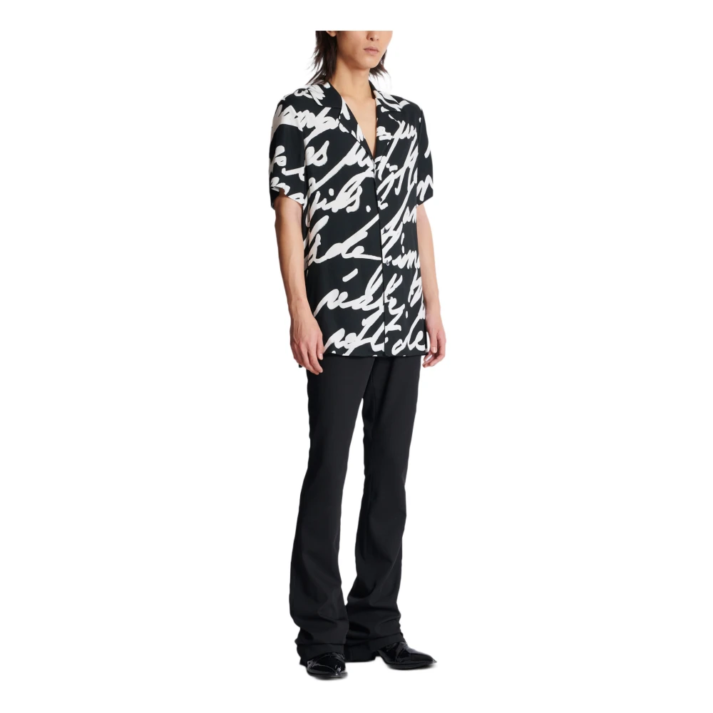 Balmain Twill pyjamashirt met 'Love Letter' print Black Heren