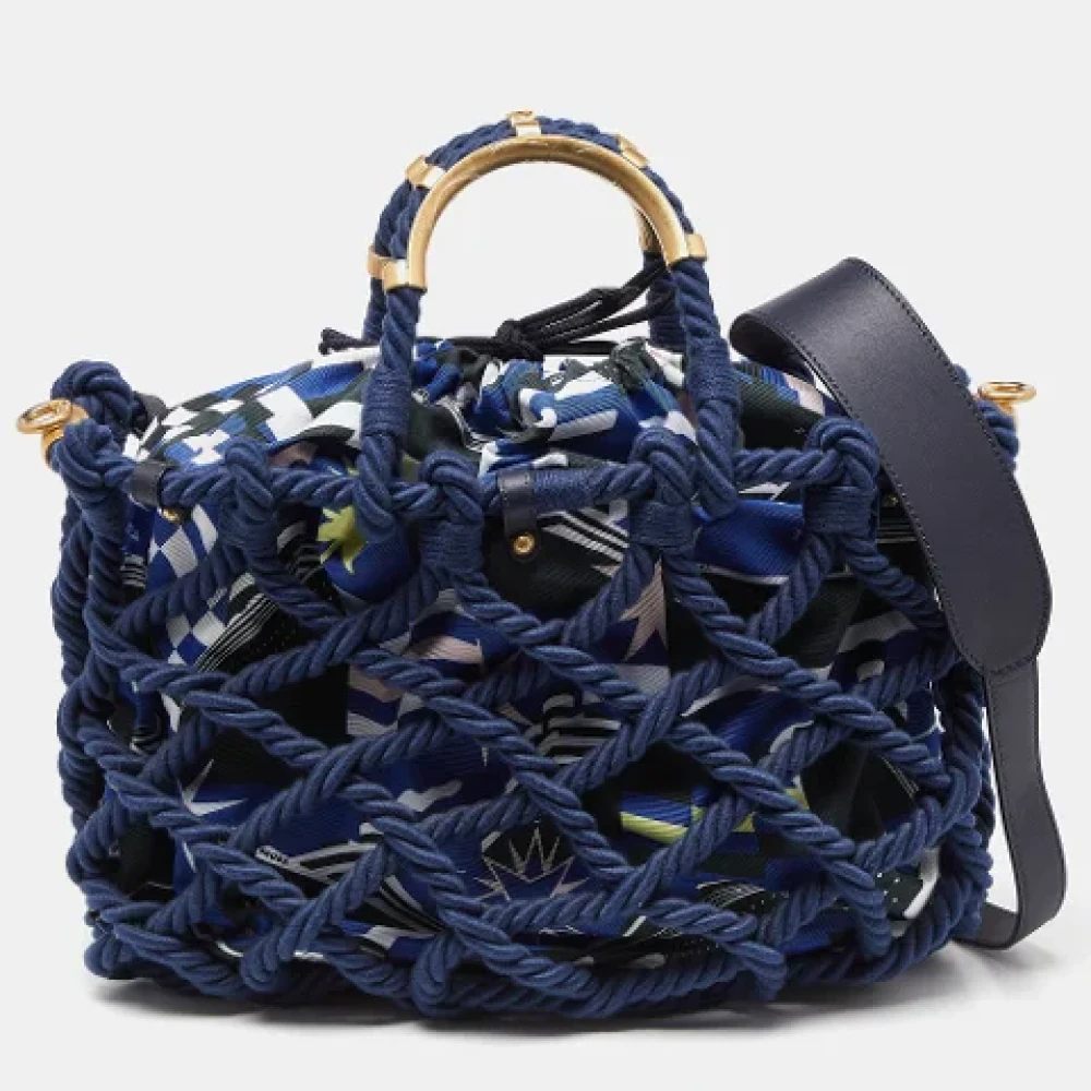 Chanel Vintage Pre-owned Cotton totes Blue Dames
