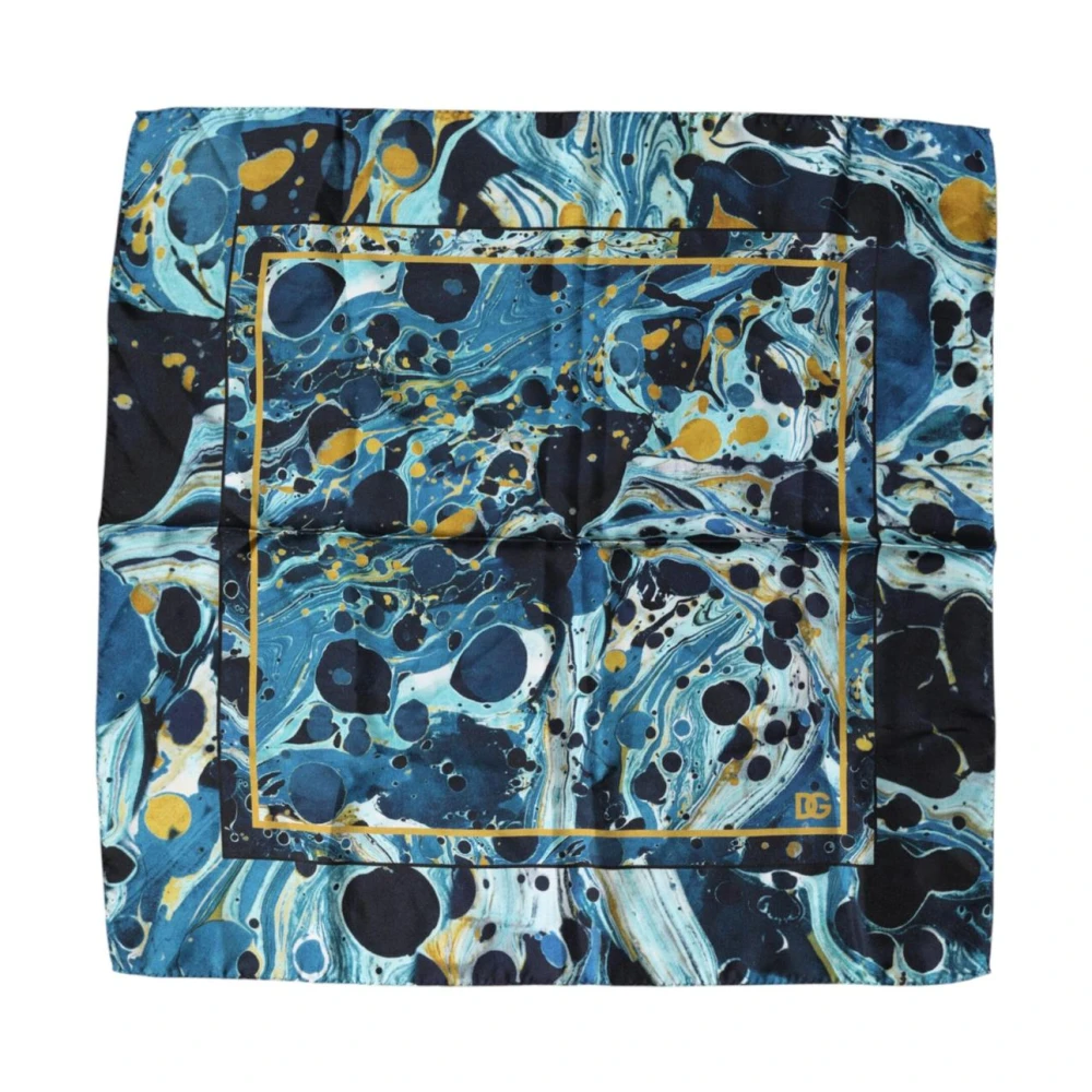 Dolce & Gabbana Men's Multicolor Silk Scarves, One Size, Marble Square Foulard Scarf