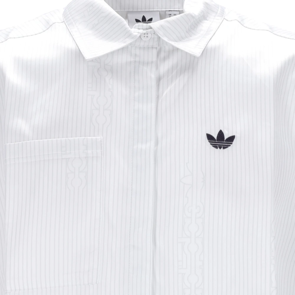 Adidas Satijnen Korte Mouw Shirt Wit Grijs White Dames