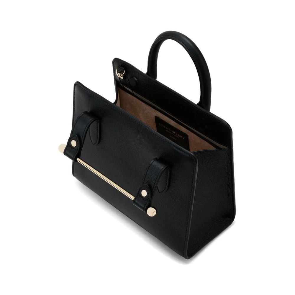 Strathberry Zwarte Leren Handtas met Goudkleurige Hardware Black Dames