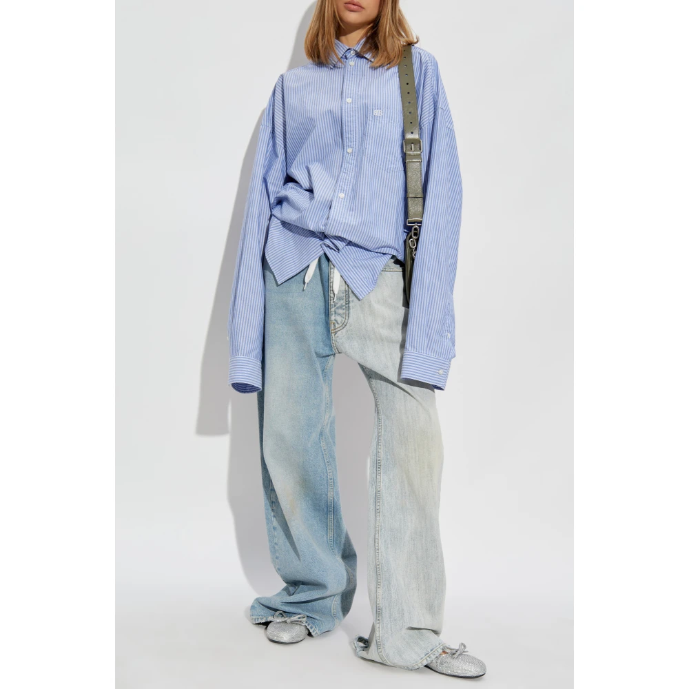 Balenciaga Shirt met streepjespatroon Blue Dames