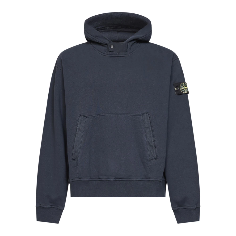 Stone Island Blue Cotton Hoodie - Male - Hoodies - M - Sweatshirts & Hoodies