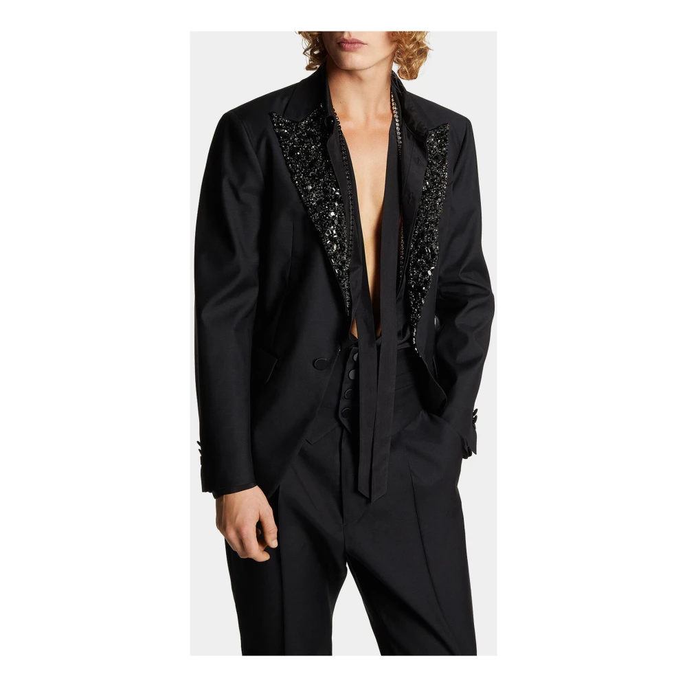 Dsquared2 Zwart Pailletten Blazer Black Heren