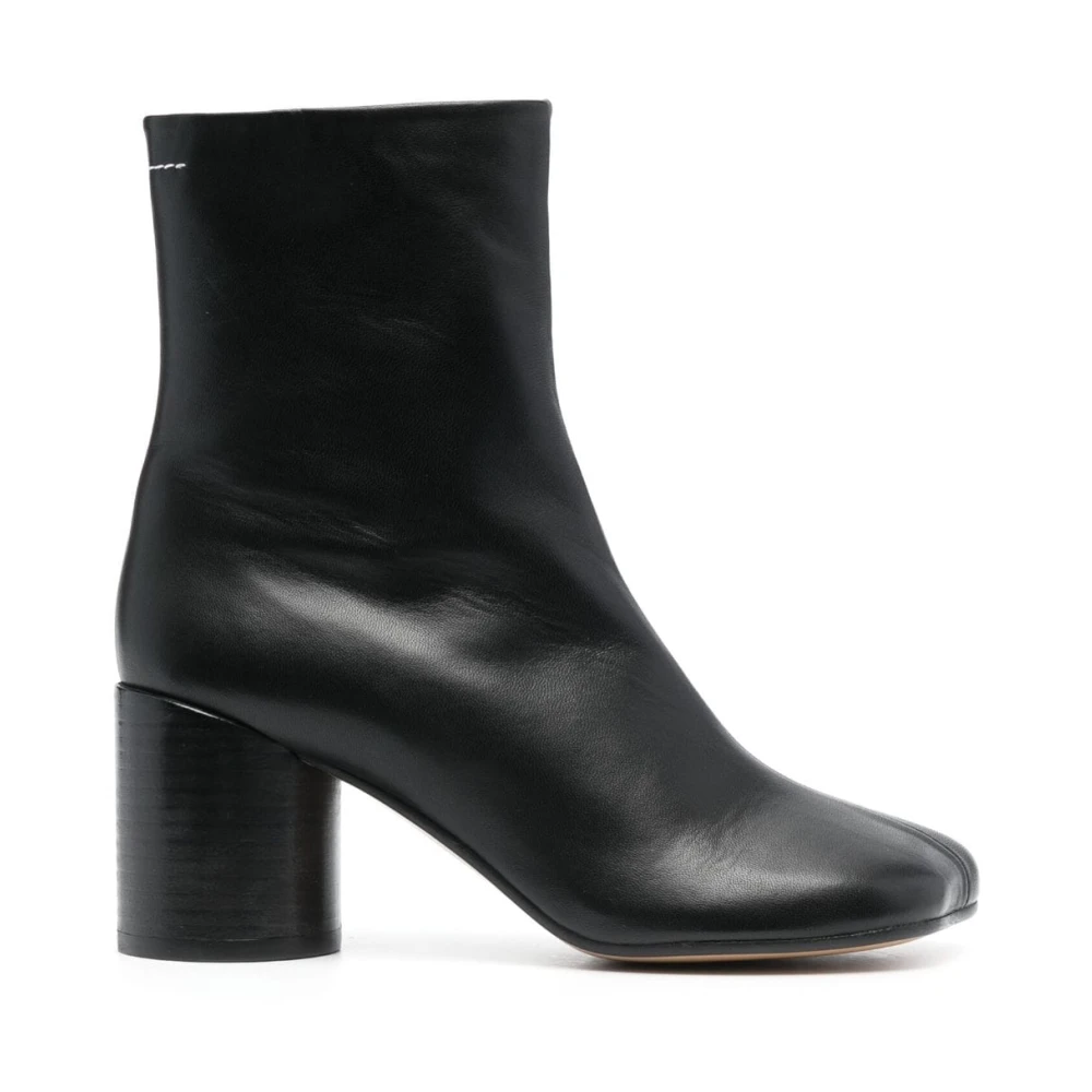 Mm6 Maison Margiela Black Sophisticated Leather Ankle Boots - Female - Heeled Boots - 3 Uk - Shoes