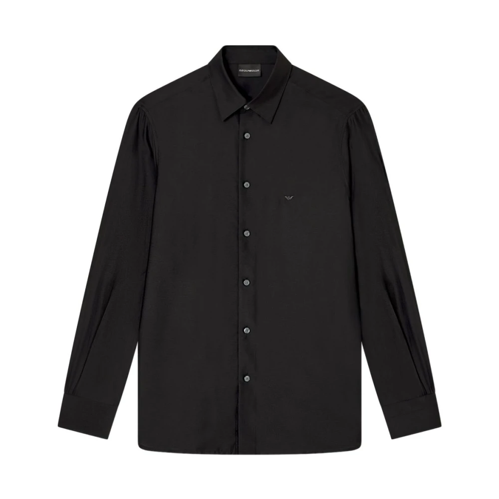 Emporio Armani Homme Noir Chemises, Taille: S Chemise E Avec Col Classique Et Logo Aigle