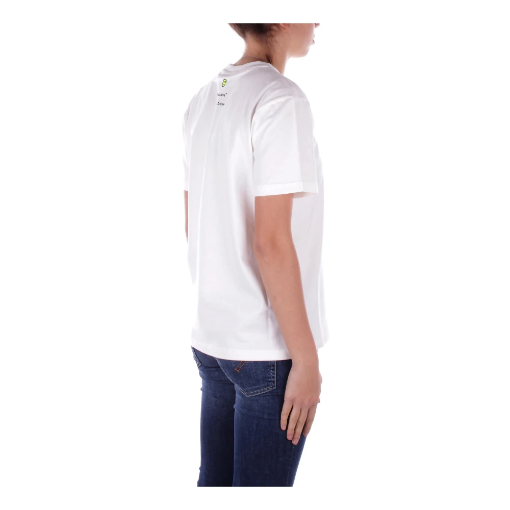 Barrow Beige Logo Voorzak T-shirt White Dames