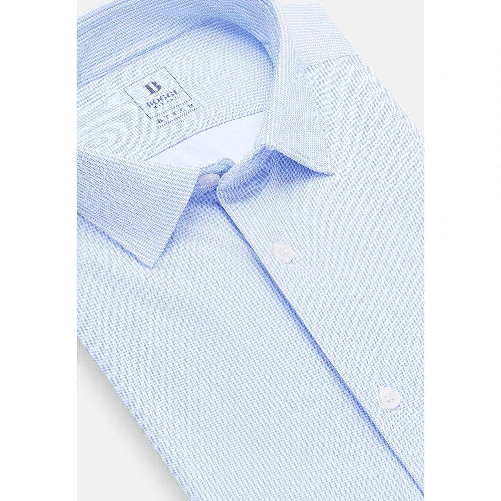 Boggi Milano Slim Fit Stretch Nylon Overhemd Blue Heren