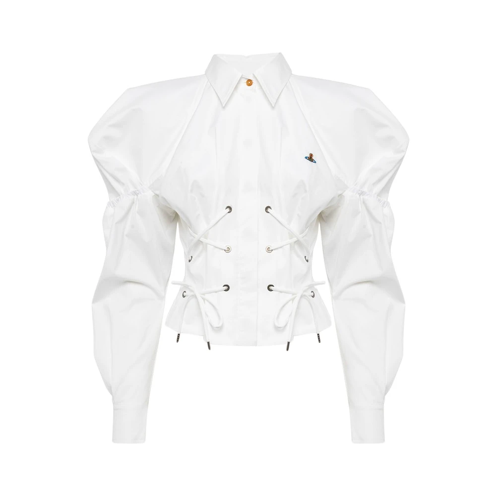 Vivienne Westwood Italiaans Katoenen Shirt met Pofmouwen White Dames