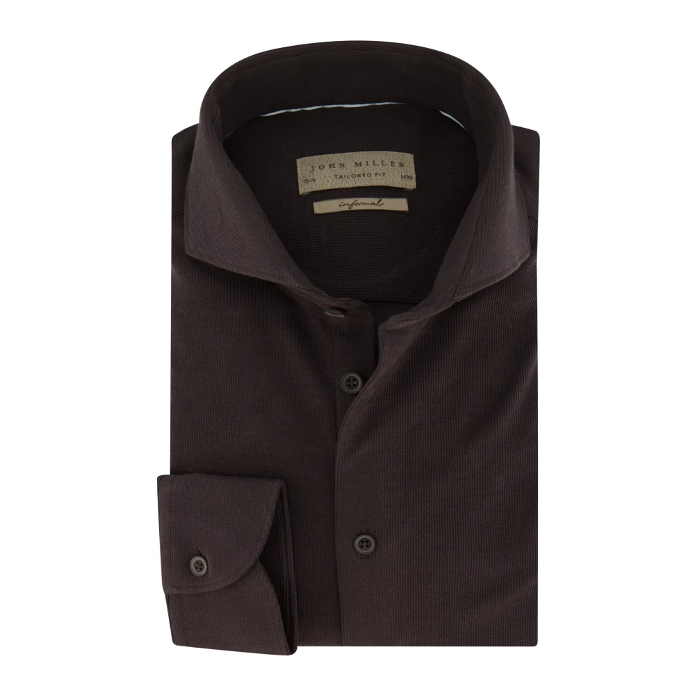 John Miller business overhemd Tailored Fit slim fit bruin effen katoen