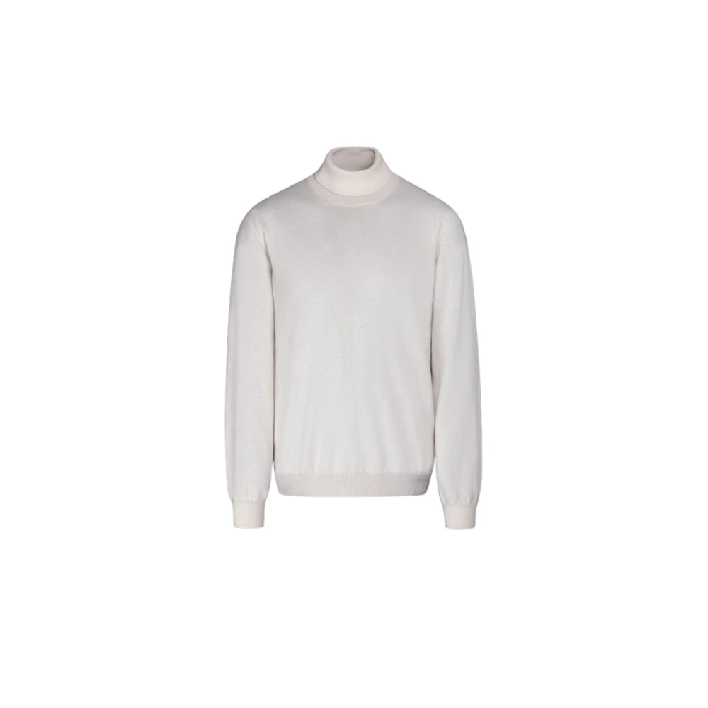 Moorer Men's White Turtlenecks, Xl, High-Neck Jumper