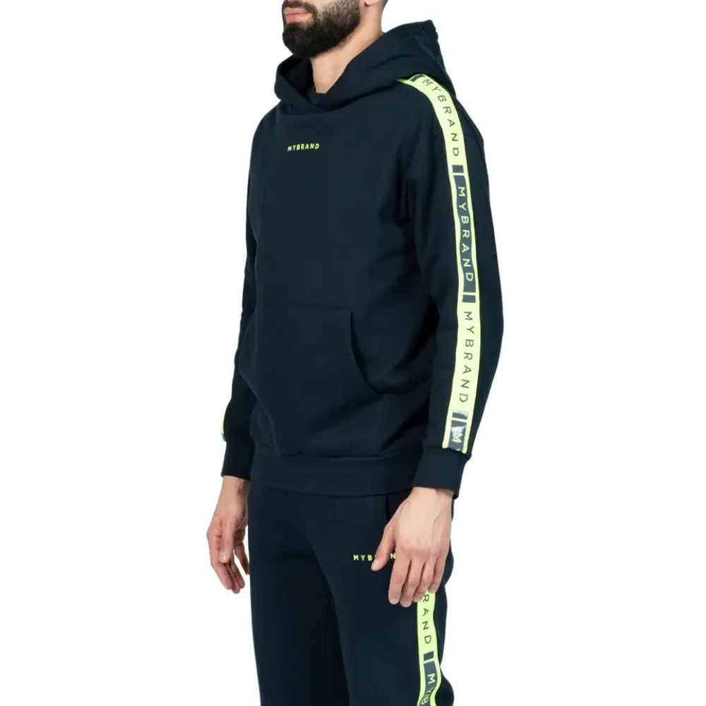 My Brand Contrast Taping Hoodie in Blauw Blue Heren