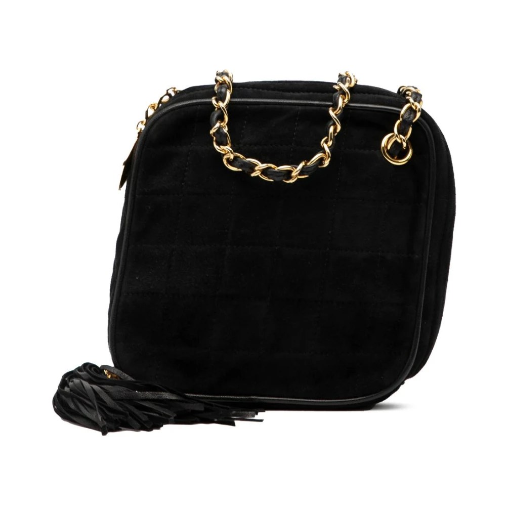 Chanel Vintage Women's Black Pre-Owned Chain Accent Shoulder Bag