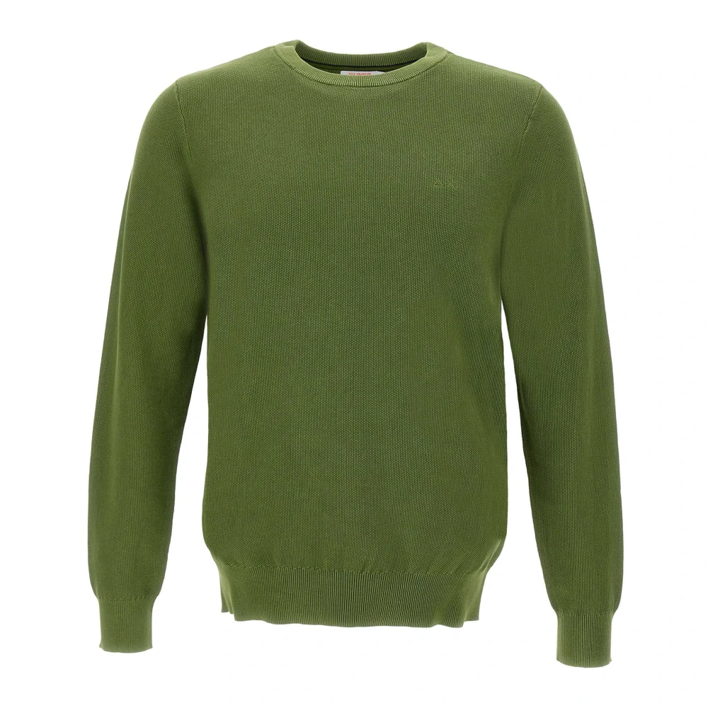 Sun68 Green Round-Neck Knitwear, Male, 2XL, Round Vintage Jumper
