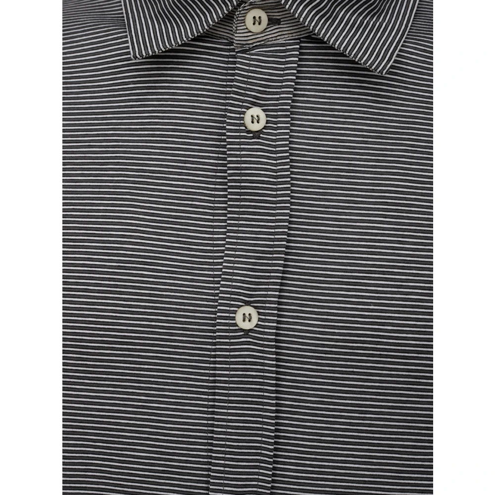 Canali Gestreept overhemd met lange mouwen Made in Italy Gray Heren